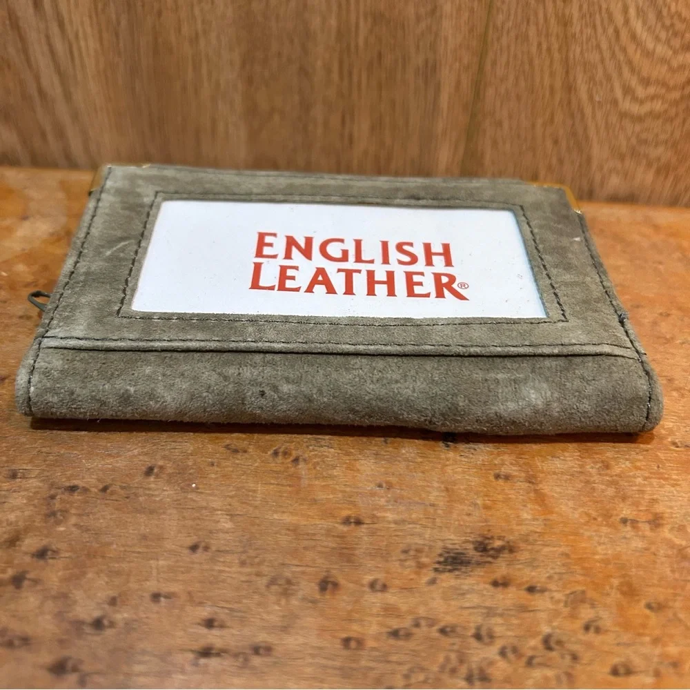 Genuine Khaki Suede Leather Credit Card ID Holder Wallet NEW AG 5”